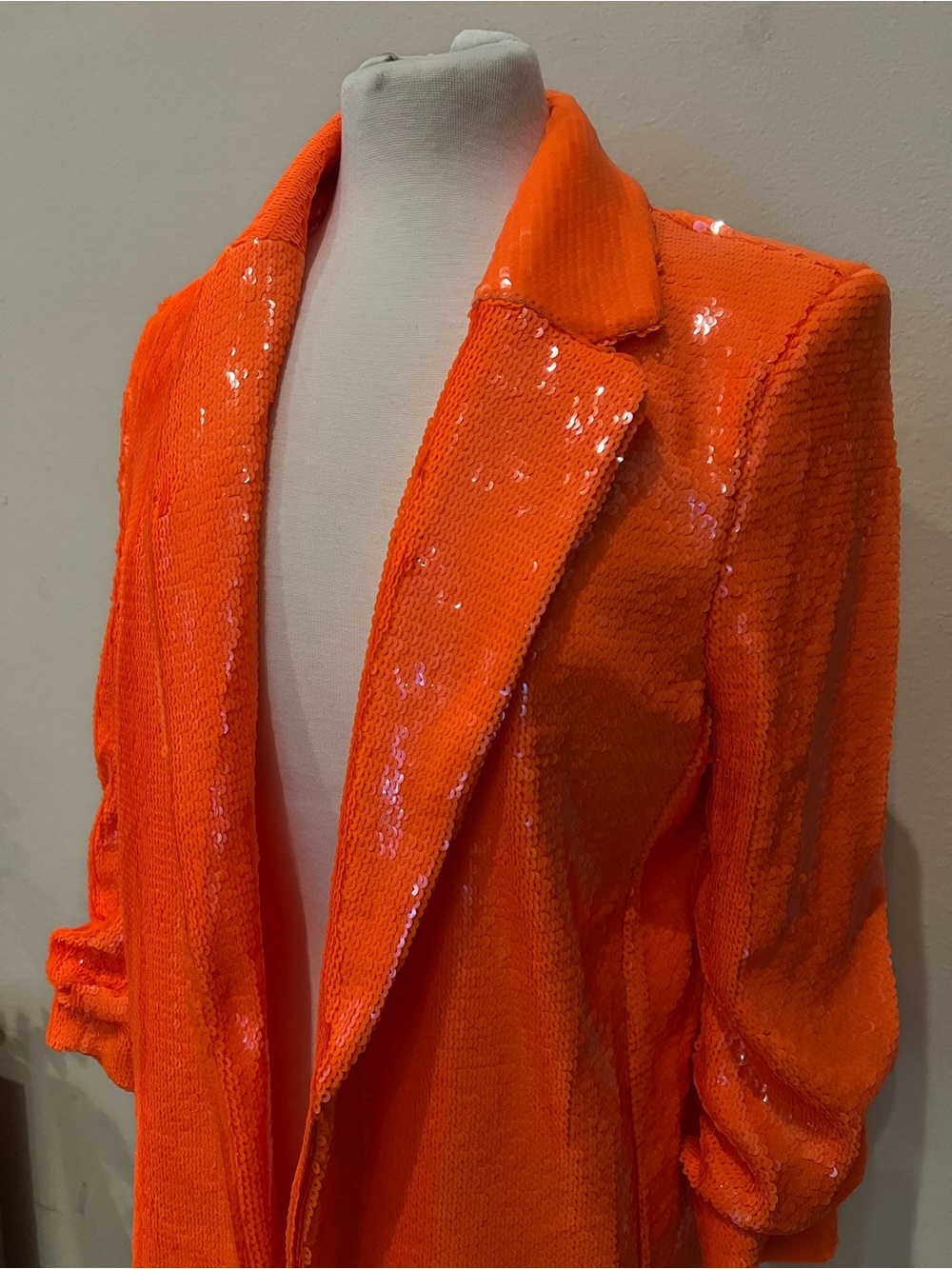 River Island Orange Sequin-Detail Women's Blazer Coat Size 6 NEW - Picture 2 of 6